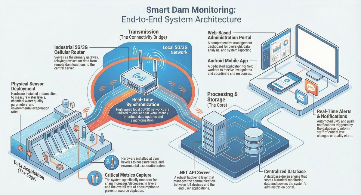 End-to-end IoT water monitoring system architecture